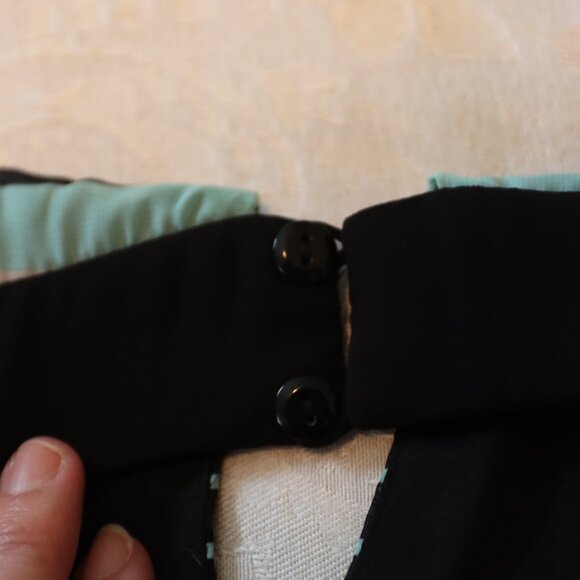 En Focus Petite Black and Aqua Striped Scoop Neck Sleeveless Swing Dress Size 14 - Picture 9 of 13